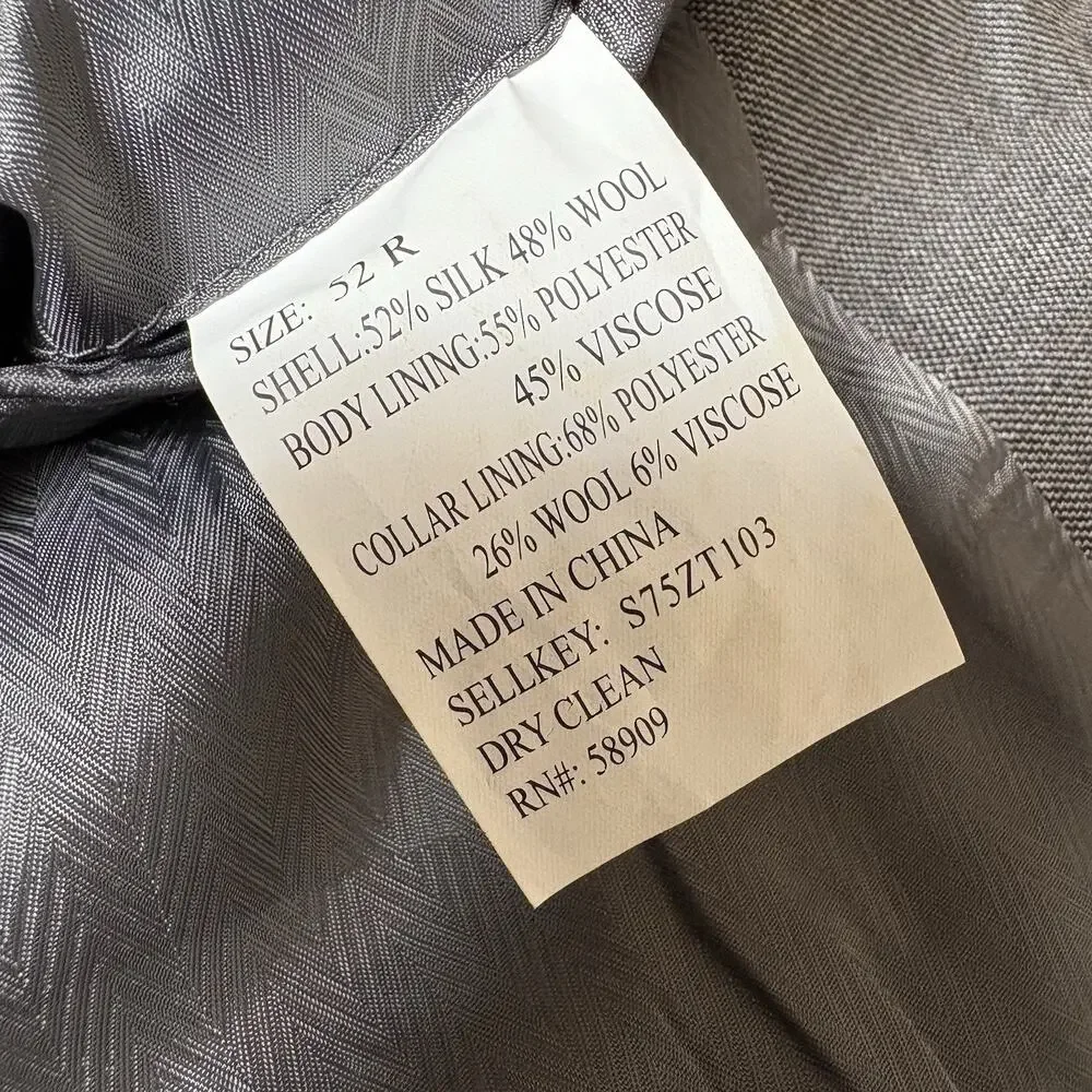 Turnbury Men’s Sport coat Blazer 52R Silk Wool 2 Button Classic Fit